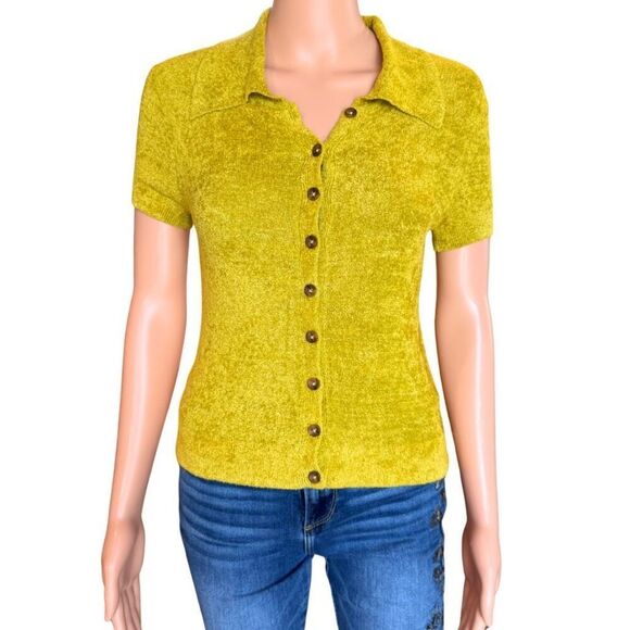 Urban Outfitters Adeline V Neck Cardigan Short Sleeve Button Down Sweater Small - Picture 5 of 10